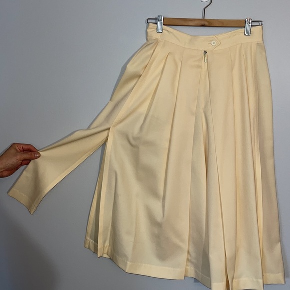 Vintage Infinitif Palazzo Virgin Wool High Rise Pleated Pants with Side Slits - Picture 2 of 9